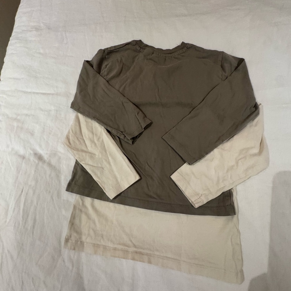 Zara Beige and Cream Long Sleeve Top